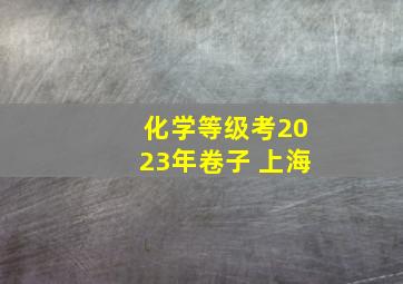 化学等级考2023年卷子 上海